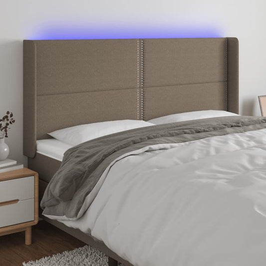 Čelo Postele S Led Taupe 203 X 16 X 118/128 Cm Textil