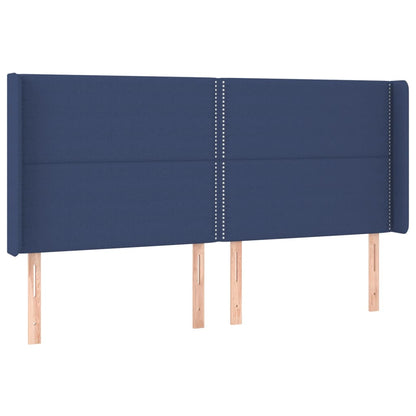 Čelo Postele S Led Modré 203 X 16 X 118/128 Cm Textil