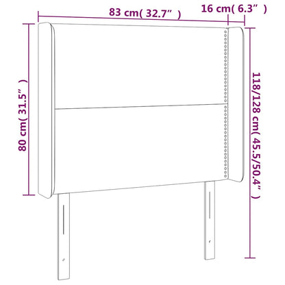 Čelo Postele S Led Tmavě Modré 83 X 16 X 118/128 Cm Samet
