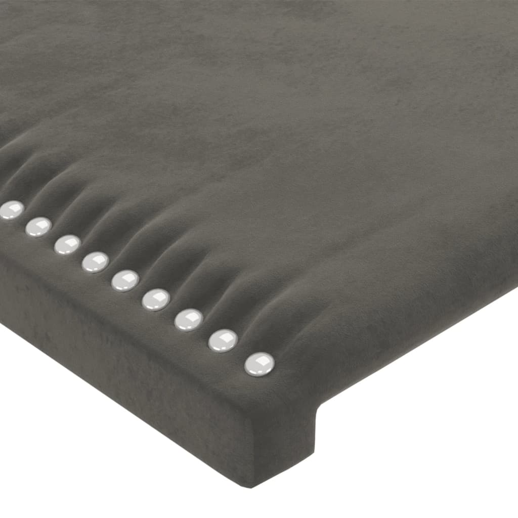 Čelo Postele S Led Tmavě Šedé 93 X 16 X 118/128 Cm Samet