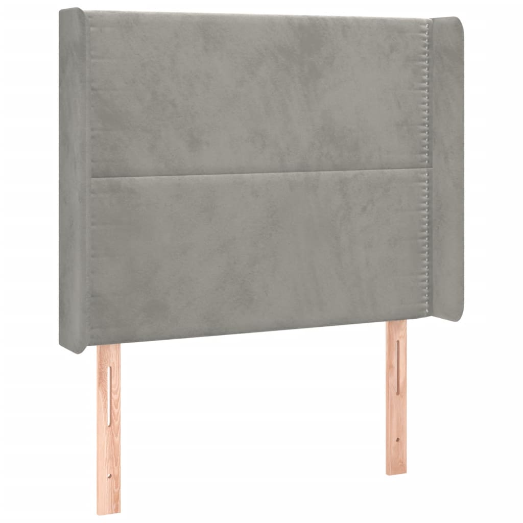 Čelo Postele S Led Světle Šedé 103 X 16 X 118/128 Cm Samet