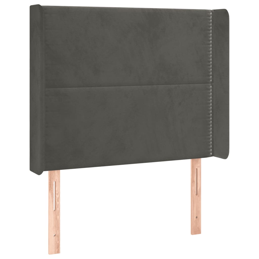 Čelo Postele S Led Tmavě Šedé 103 X 16 X 118/128 Cm Samet
