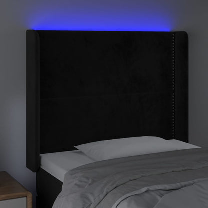 Čelo Postele S Led Černé 103 X 16 X 118/128 Cm Samet