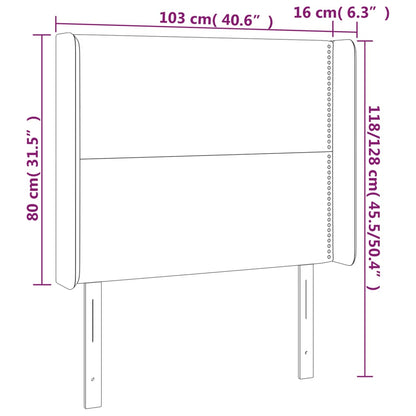 Čelo Postele S Led Tmavě Zelené 103 X 16 X 118/128 Cm Samet