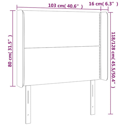 Čelo Postele S Led Tmavě Modré 103 X 16 X 118/128 Cm Textil