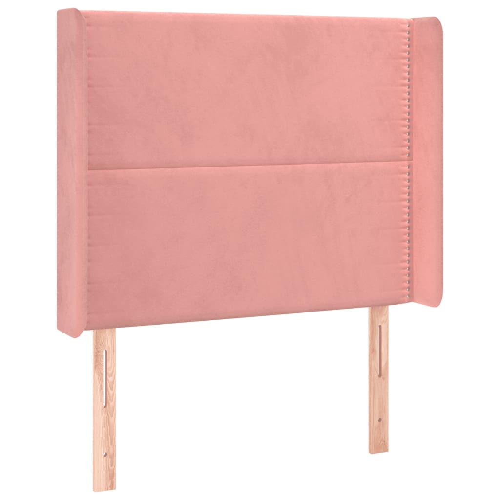Čelo Postele S Led Růžové 103 X 16 X 118/128 Cm Samet