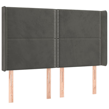Čelo Postele S Led Tmavě Šedé 147 X 16 X 118/128 Cm Samet