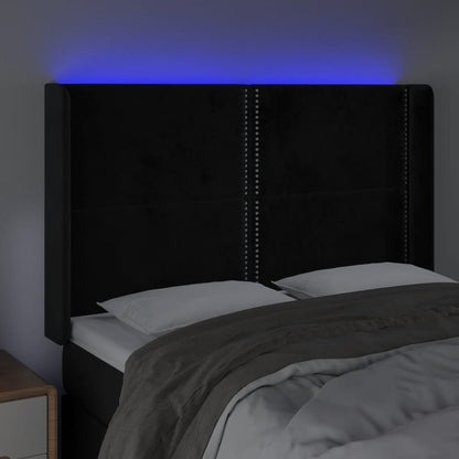 Čelo Postele S Led Černé 147 X 16 X 118/128 Cm Samet