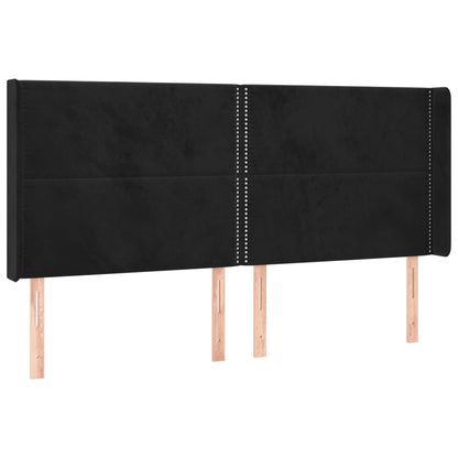 Čelo Postele S Led Černé 163 X 16 X 118/128 Cm Samet