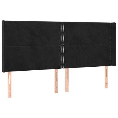 Čelo Postele S Led Černé 183 X 16 X 118/128 Cm Samet