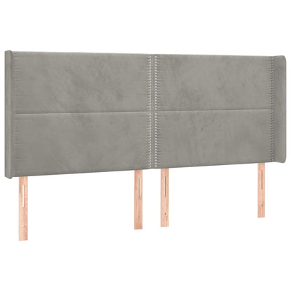 Čelo Postele S Led Světle Šedé 203 X 16 X 118/128 Cm Samet