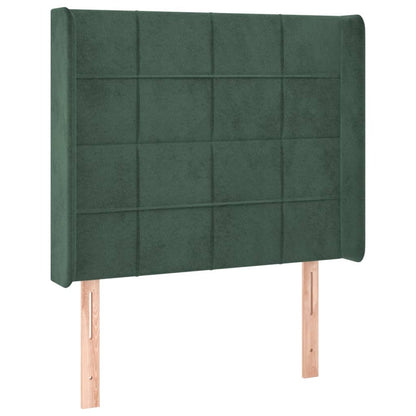 Čelo Postele S Led Tmavě Zelené 83 X 16 X 118/128 Cm Samet
