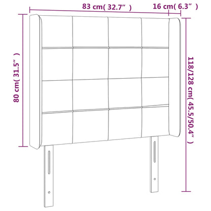 Čelo Postele S Led Tmavě Modré 83 X 16 X 118/128 Cm Samet