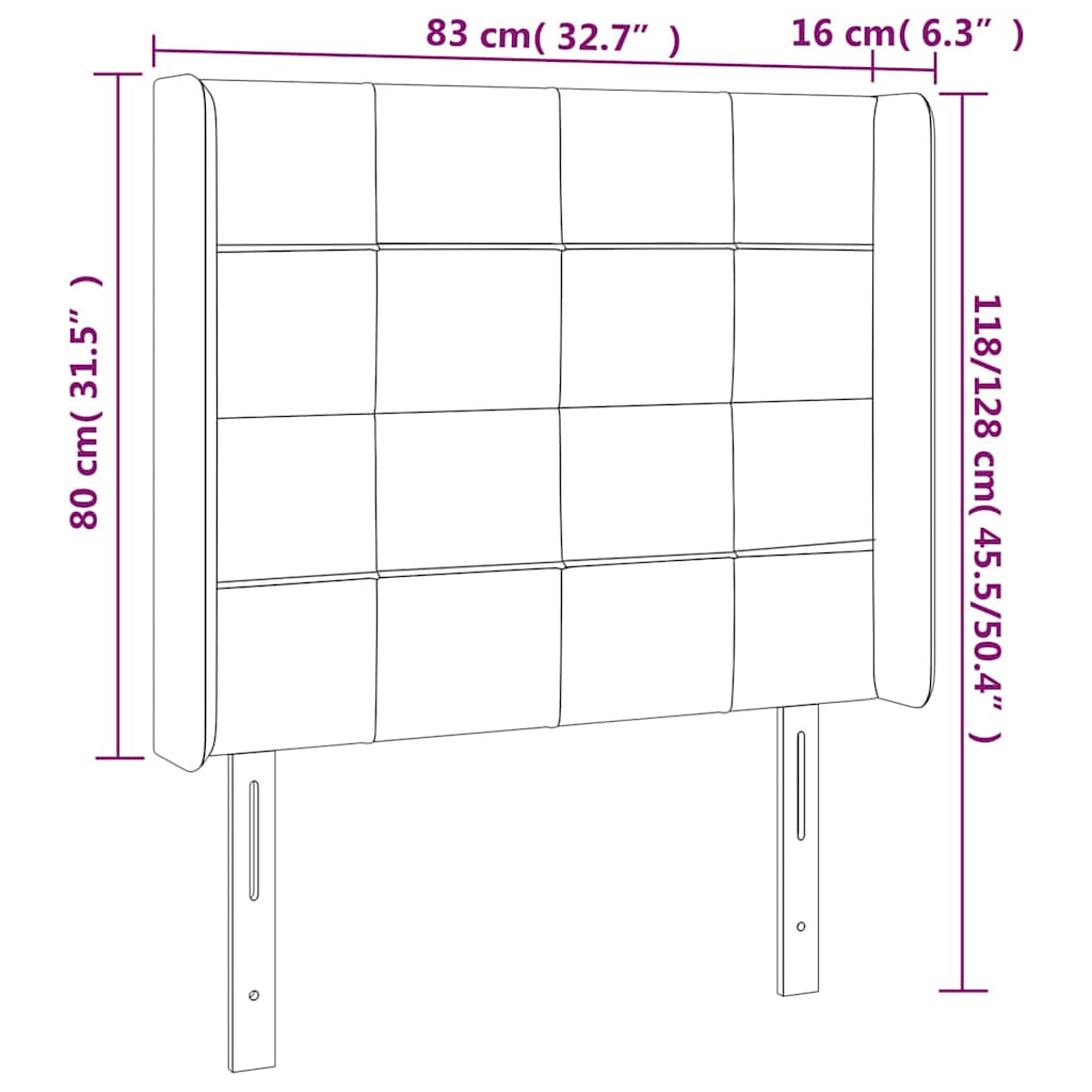 Čelo Postele S Led Tmavě Modré 83 X 16 X 118/128 Cm Samet