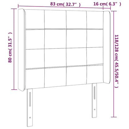 Čelo Postele S Led Tmavě Modré 83 X 16 X 118/128 Cm Samet