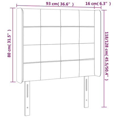Čelo Postele S Led Tmavě Zelené 93 X 16 X 118/128 Cm Samet