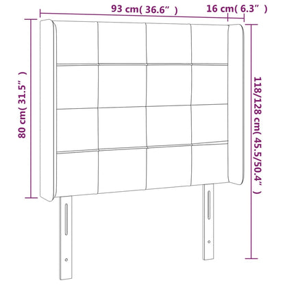 Čelo Postele S Led Tmavě Modré 93 X 16 X 118/128 Cm Samet