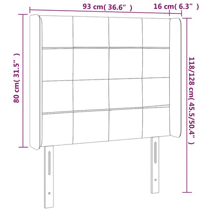 Čelo Postele S Led Tmavě Modré 93 X 16 X 118/128 Cm Samet