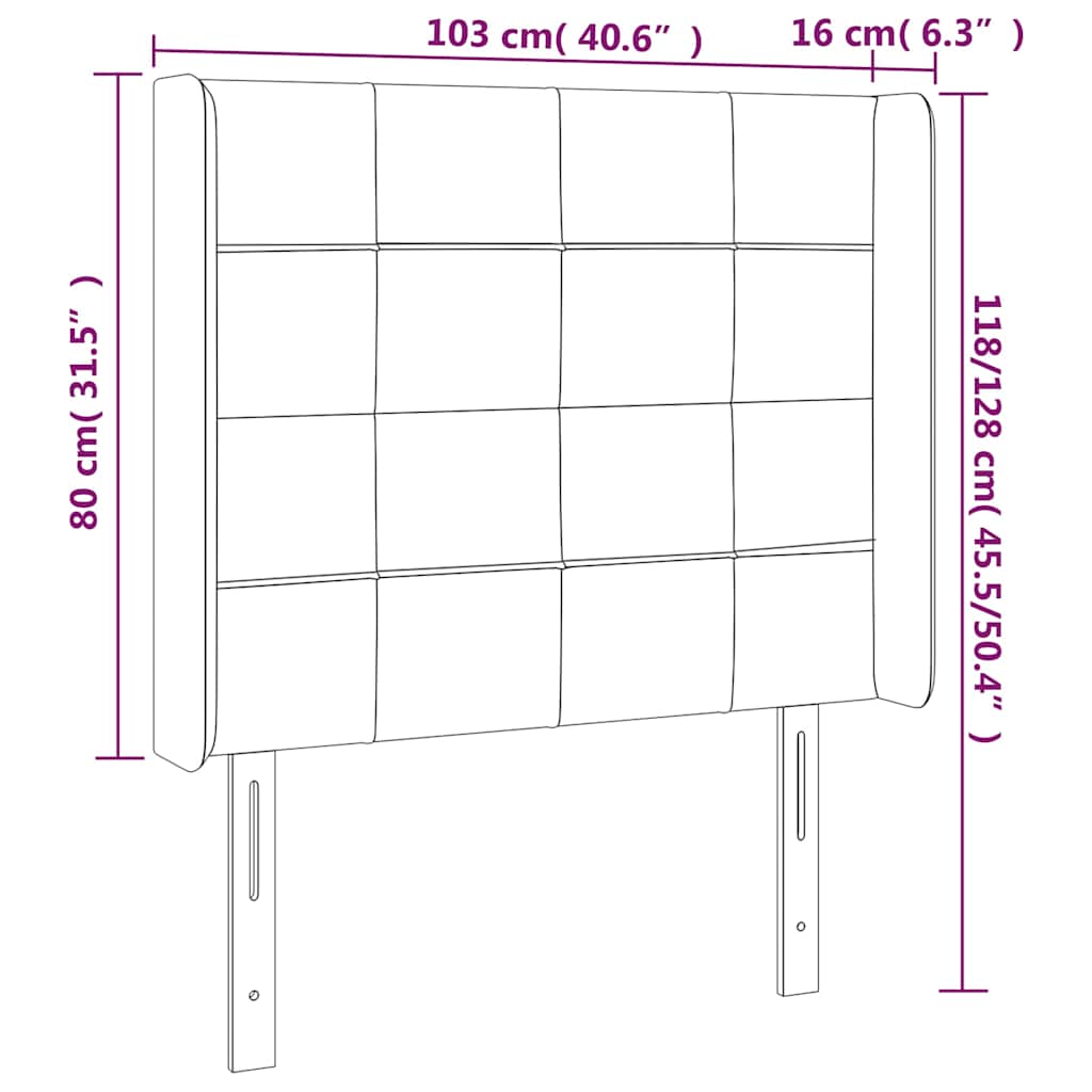 Čelo Postele S Led Tmavě Zelené 103 X 16 X 118/128 Cm Samet