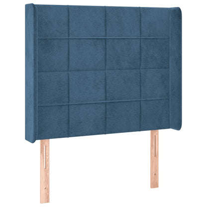 Čelo Postele S Led Tmavě Modré 103 X 16 X 118/128 Cm Textil