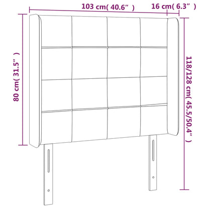Čelo Postele S Led Tmavě Modré 103 X 16 X 118/128 Cm Textil