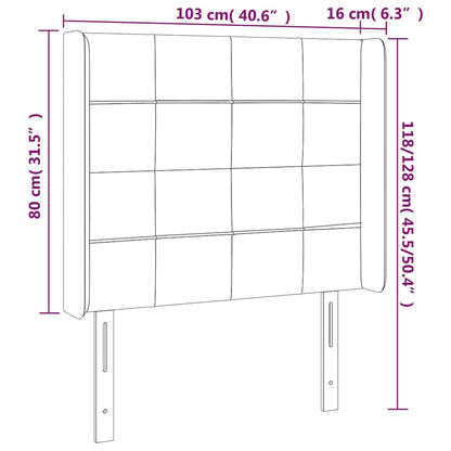 Čelo Postele S Led Tmavě Modré 103 X 16 X 118/128 Cm Textil