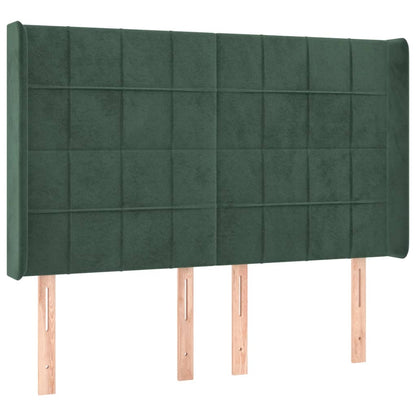 Čelo Postele S Led Tmavě Zelené 147 X 16 X 118/128 Cm Samet