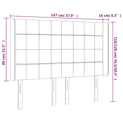 Čelo Postele S Led Tmavě Zelené 147 X 16 X 118/128 Cm Samet