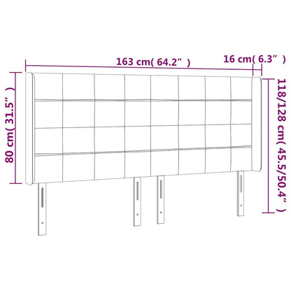Čelo Postele S Led Tmavě Modré 163 X 16 X 118/128 Cm Samet