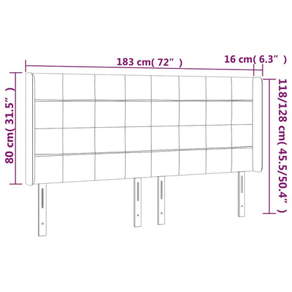 Čelo Postele S Led Tmavě Modré 183 X 16 X 118/128 Cm Samet