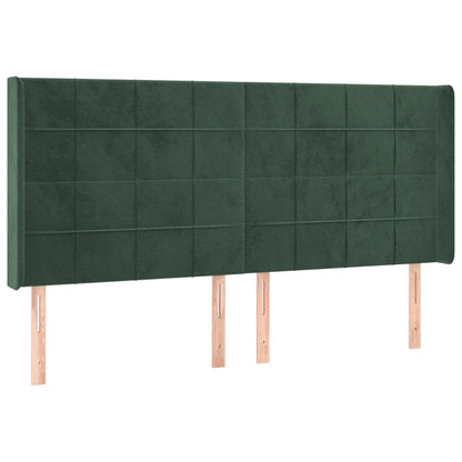 Čelo Postele S Led Tmavě Zelené 203 X 16 X 118/128 Cm Samet