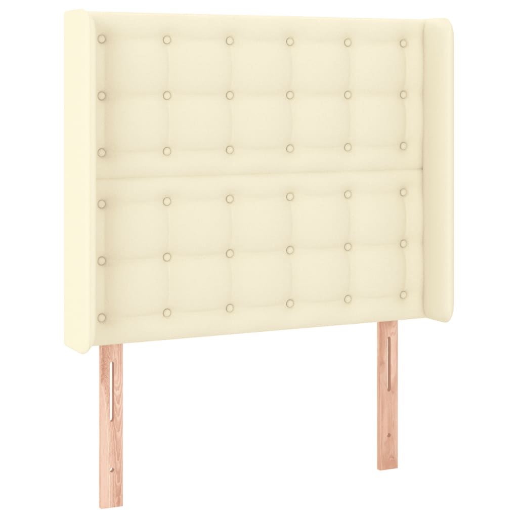Čelo Postele S Led Krémové 93 X 16 X 118/128 Cm Umělá Kůže