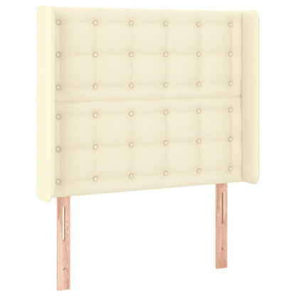 Čelo Postele S Led Krémové 93 X 16 X 118/128 Cm Umělá Kůže
