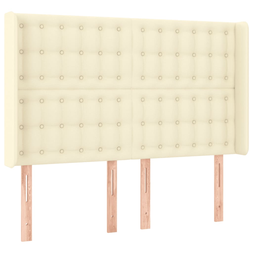 Čelo Postele S Led Krémové 147 X 16 X 118/128 Cm Umělá Kůže