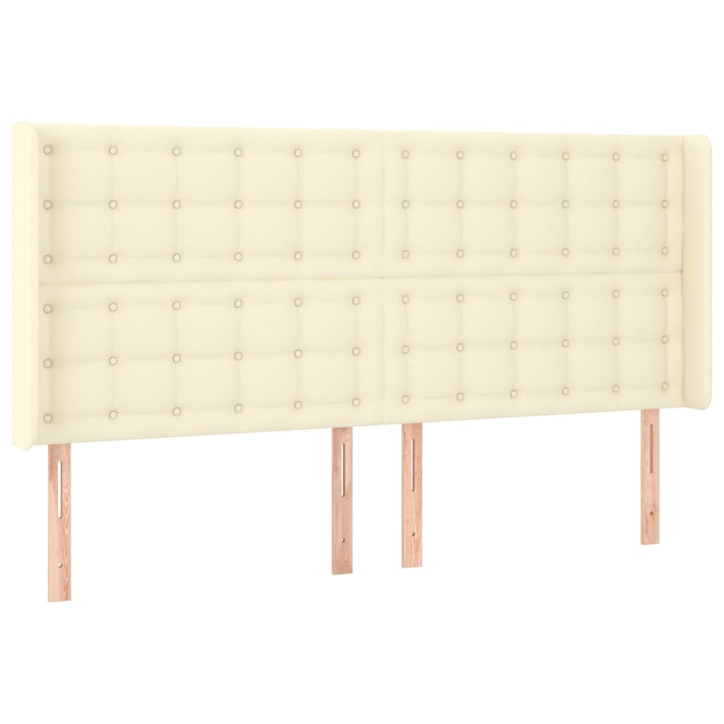 Čelo Postele S Led Krémové 163 X 16 X 118/128 Cm Umělá Kůže