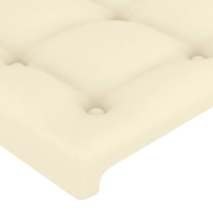 Čelo Postele S Led Krémové 183 X 16 X 118/128 Cm Umělá Kůže