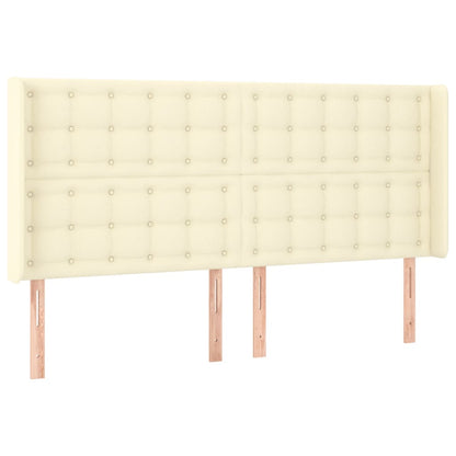 Čelo Postele S Led Krémové 203 X 16 X 118/128 Cm Umělá Kůže