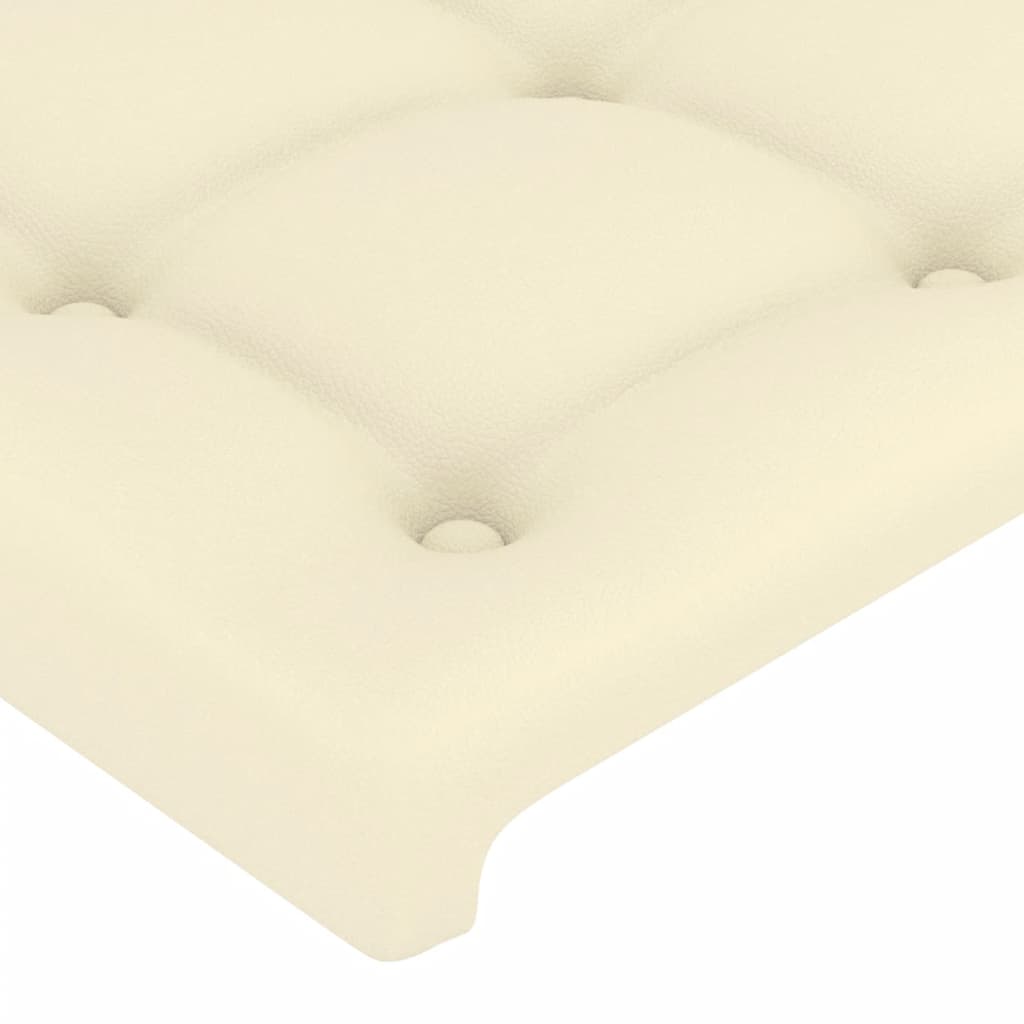 Čelo Postele S Led Krémové 203 X 16 X 118/128 Cm Umělá Kůže