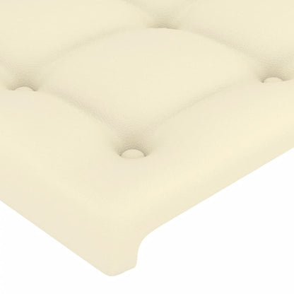 Čelo Postele S Led Krémové 203 X 16 X 118/128 Cm Umělá Kůže