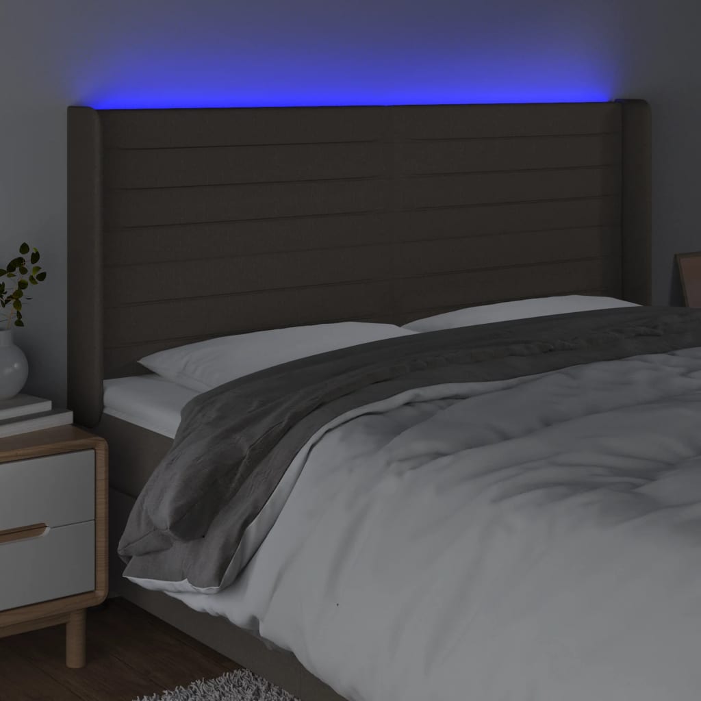 Čelo Postele S Led Taupe 203 X 16 X 118/128 Cm Textil