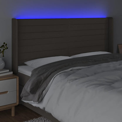Čelo Postele S Led Taupe 203 X 16 X 118/128 Cm Textil