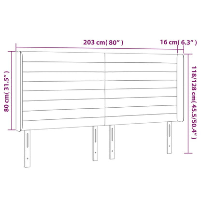 Čelo Postele S Led Taupe 203 X 16 X 118/128 Cm Textil