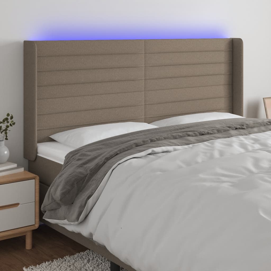 Čelo Postele S Led Taupe 203 X 16 X 118/128 Cm Textil