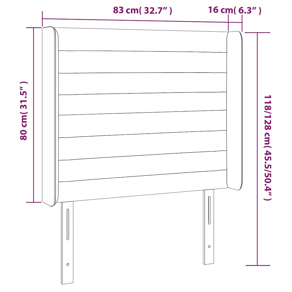 Čelo Postele S Led Tmavě Modré 83 X 16 X 118/128 Cm Samet