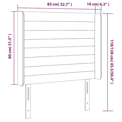 Čelo Postele S Led Tmavě Modré 83 X 16 X 118/128 Cm Samet