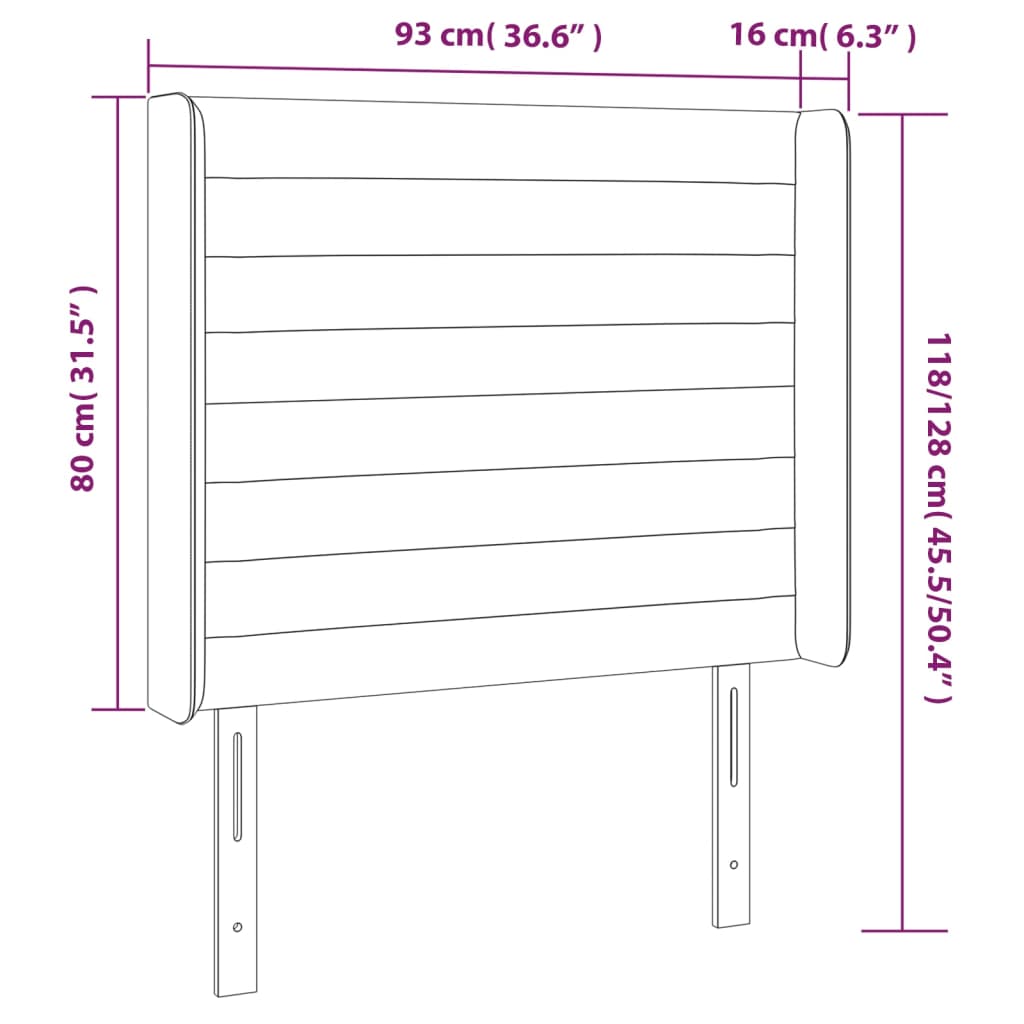 Čelo Postele S Led Tmavě Modré 93 X 16 X 118/128 Cm Samet