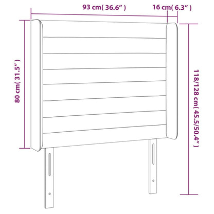 Čelo Postele S Led Tmavě Modré 93 X 16 X 118/128 Cm Samet