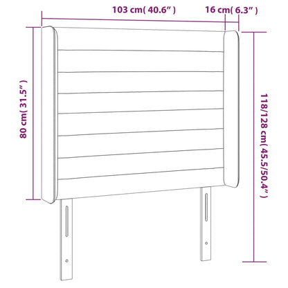 Čelo Postele S Led Tmavě Modré 103 X 16 X 118/128 Cm Textil