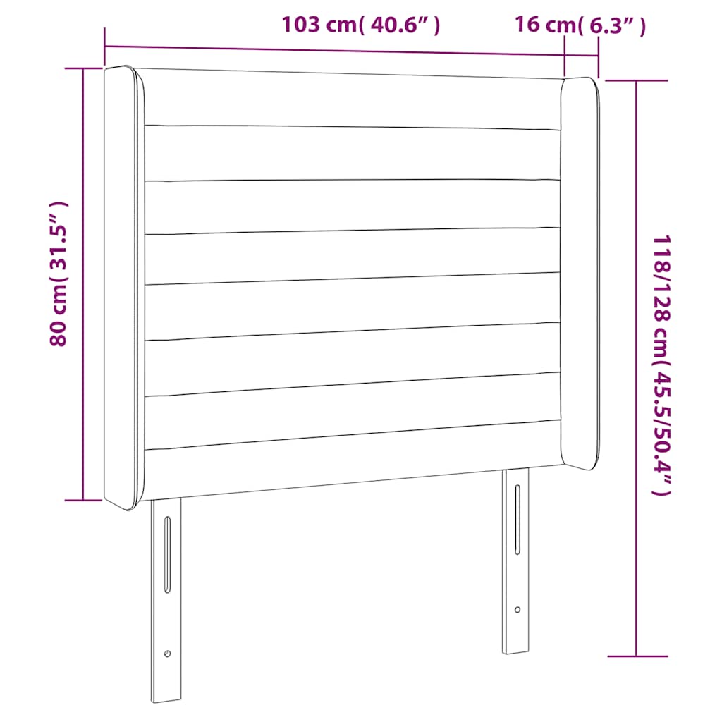 Čelo Postele S Led Tmavě Modré 103 X 16 X 118/128 Cm Textil
