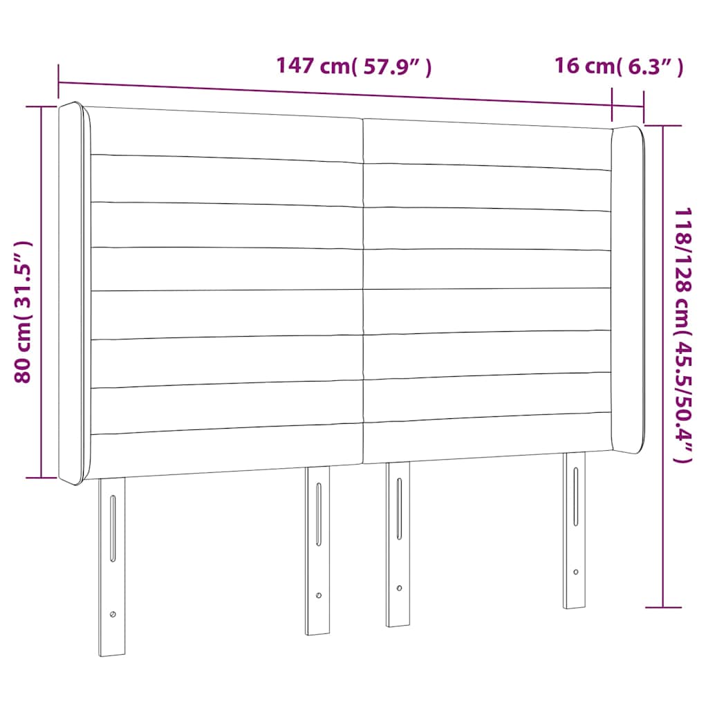 Čelo Postele S Led Tmavě Zelené 147 X 16 X 118/128 Cm Samet